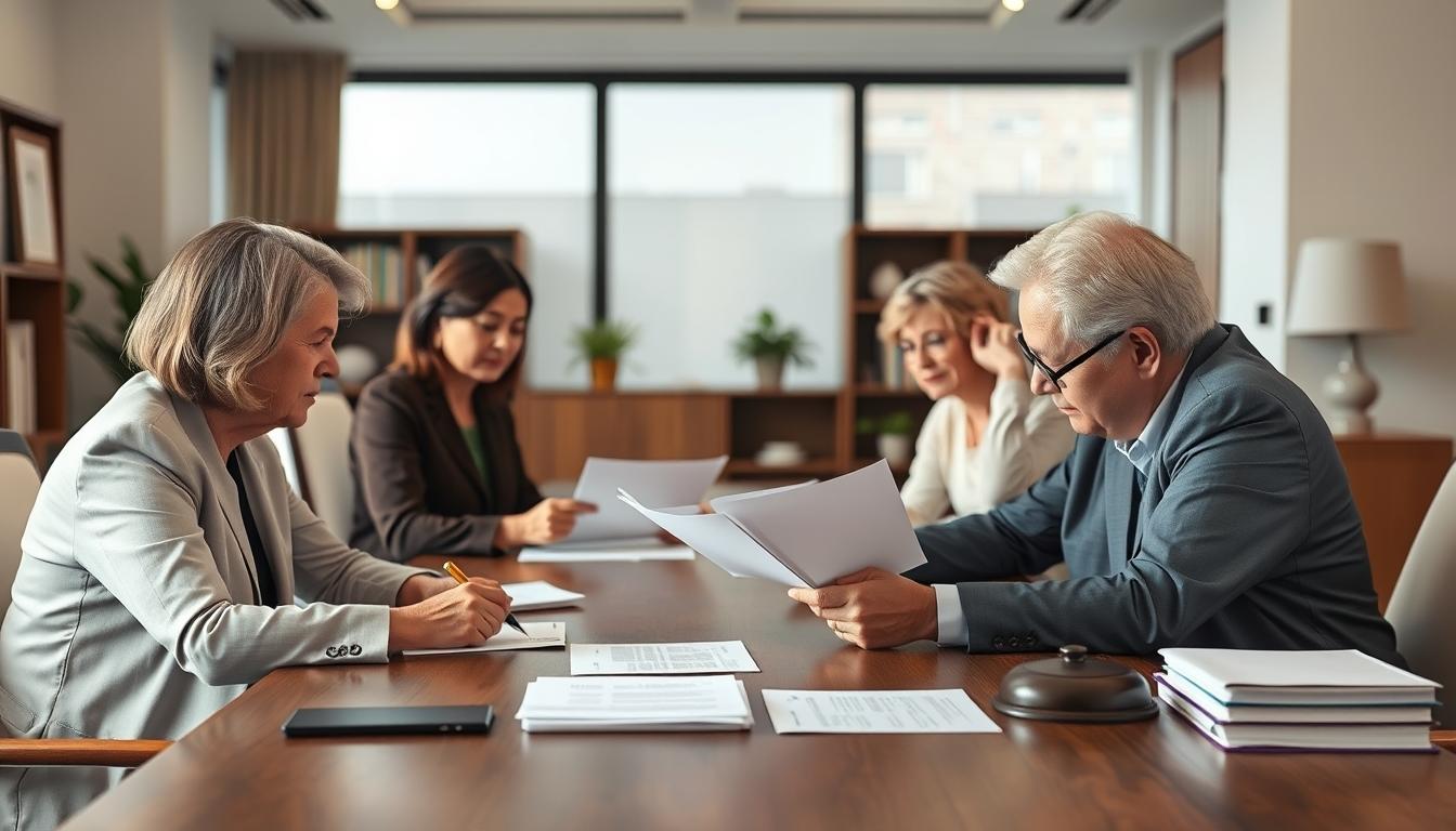 Family reviewing legal documents